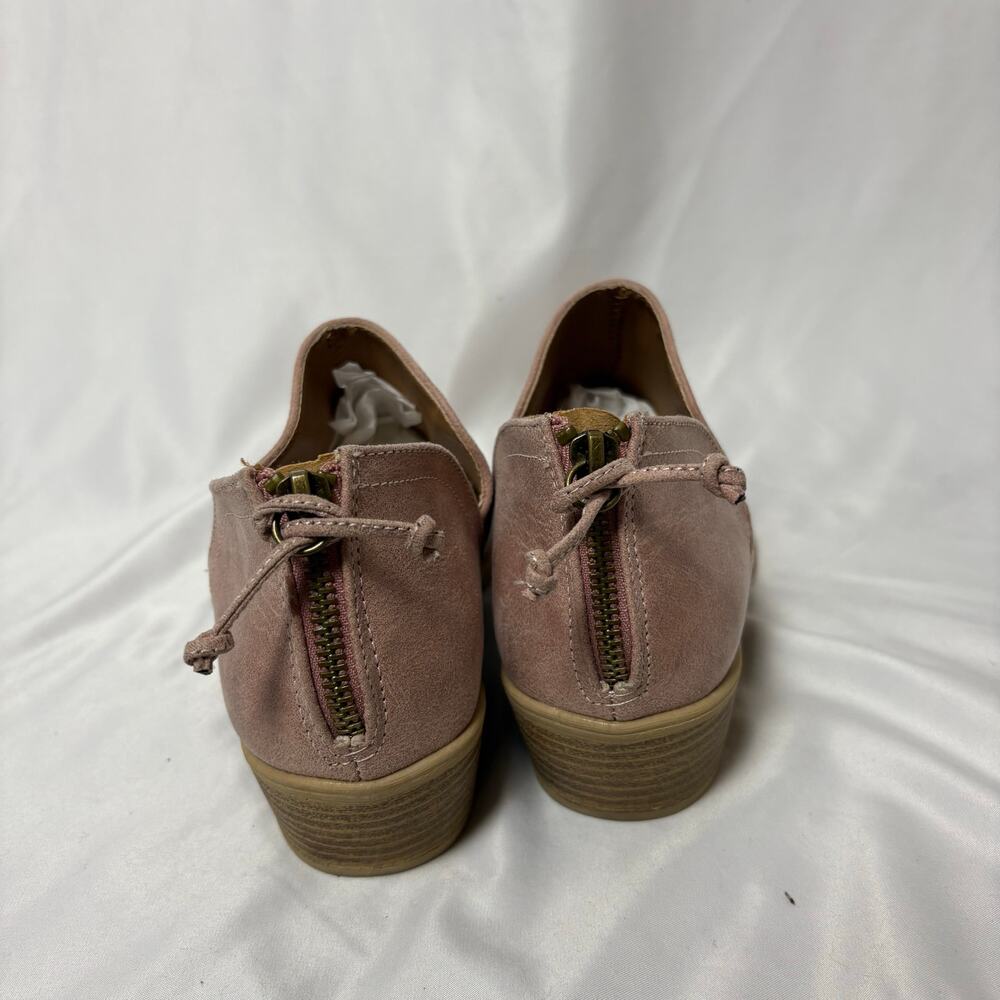 Qupid Blush Pink Suede Stacked Heel Ankle Boots Booties Women's US 10 - Picture 4 of 8
